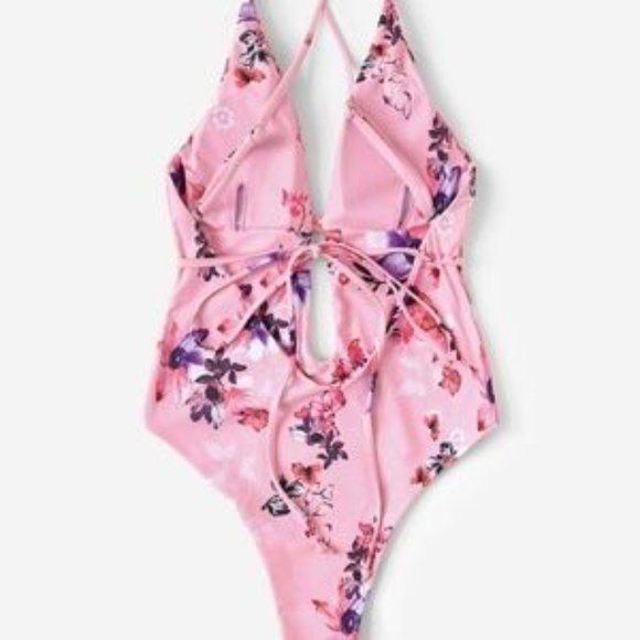 NEW Pink Floral One-Piece Bathing Suit - Picture 2 of 4
